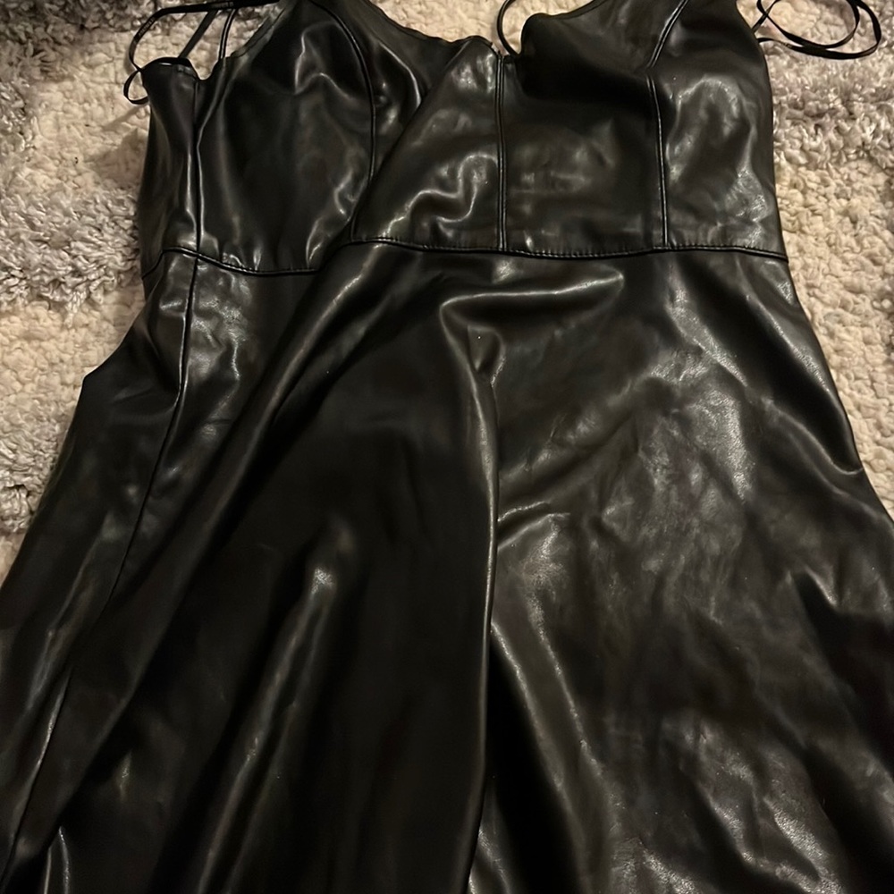 Forever 21 Faux leather skater dress.